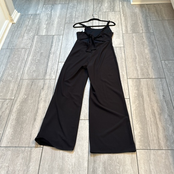 Blue Blush Spaghetti Strap Black Jumpsuit w/ Cut-Out Back & Sash - Picture 9 of 11
